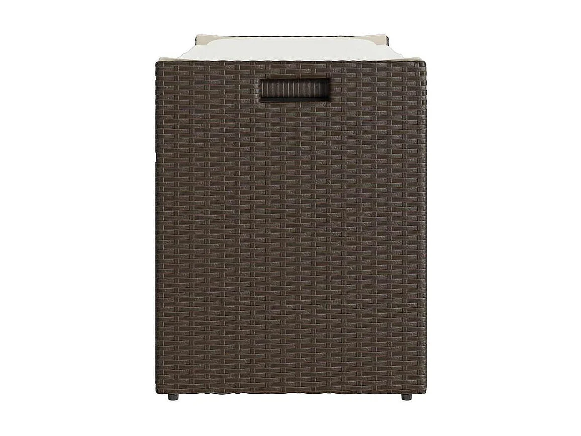 Banc de rangement extérieur coussin marron 100cm résine tressée