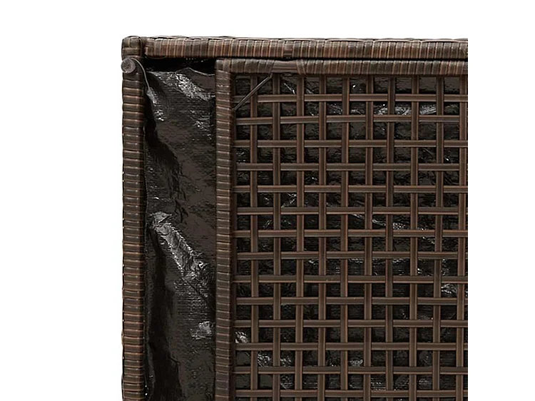 Banc de rangement extérieur coussin marron 100cm résine tressée