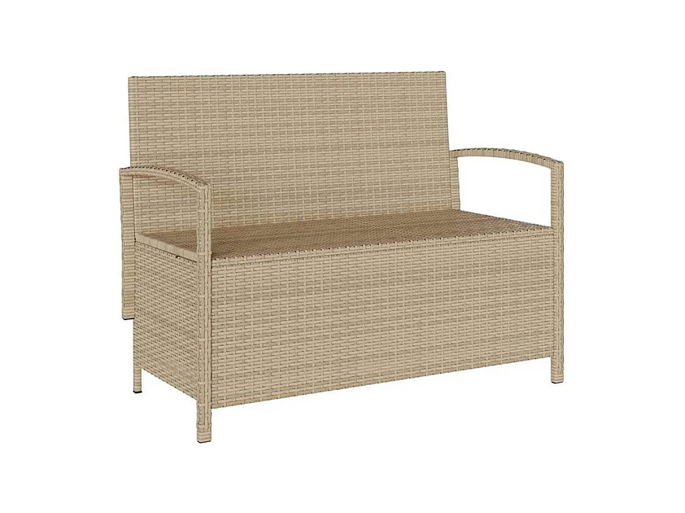 Banc de rangement de jardin avec coussin beige résine tressée