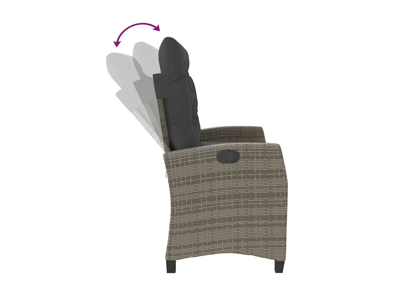 Banc inclinable de jardin avec coussins gris résine tressée