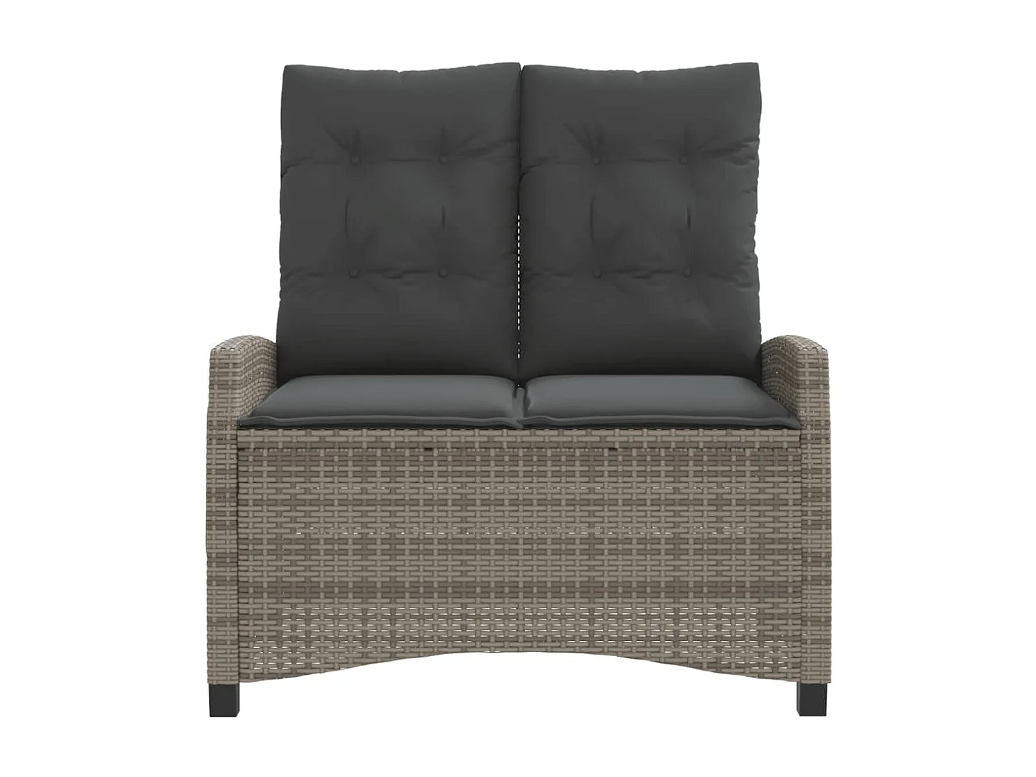 Banc inclinable de jardin avec coussins gris résine tressée