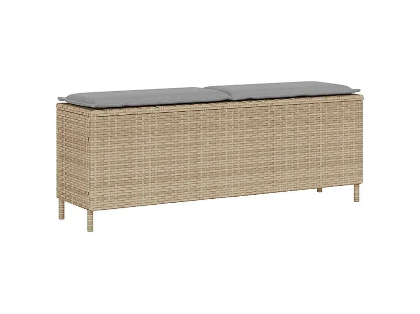 Banc de jardin avec coussin beige 110x30x40,5 résine tressée