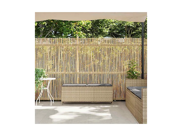 Banc de jardin avec coussin beige 110x30x40,5 résine tressée