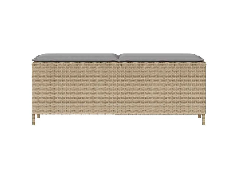 Banc de jardin avec coussin beige 110x30x40,5 résine tressée