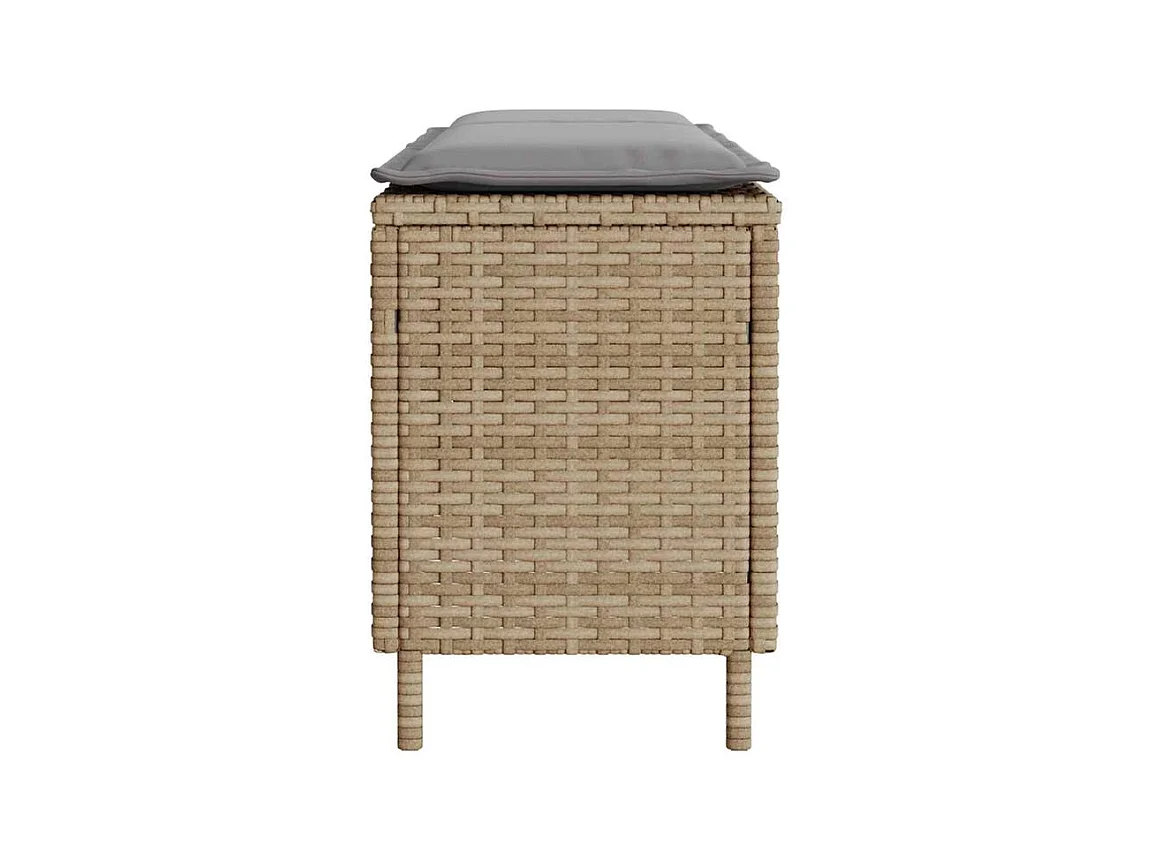Banc de jardin avec coussin beige 110x30x40,5 résine tressée