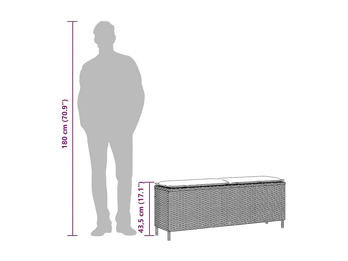 Banc de jardin avec coussin beige 110x30x40,5 résine tressée