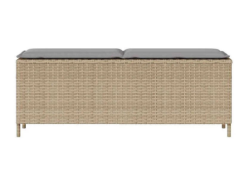 Banc de jardin avec coussin beige 110x30x40,5 résine tressée