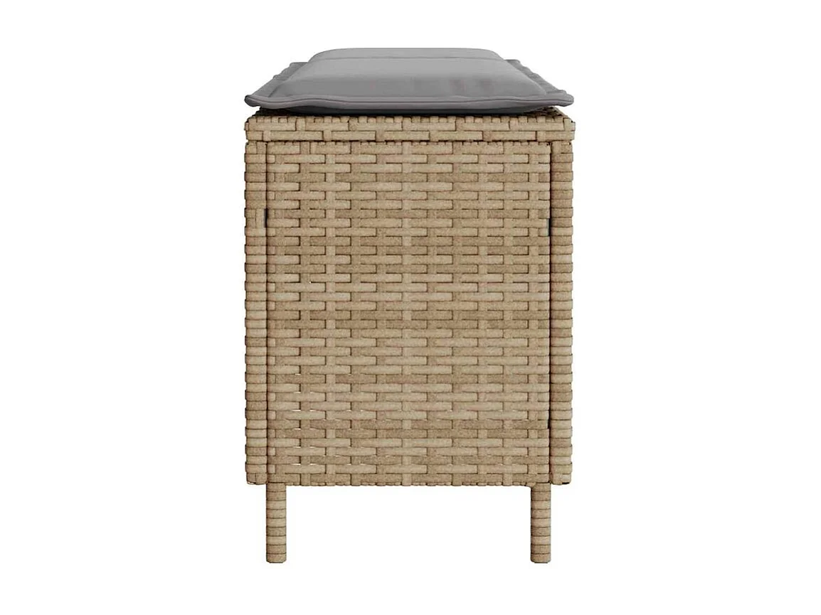 Banc de jardin avec coussin beige 110x30x40,5 résine tressée