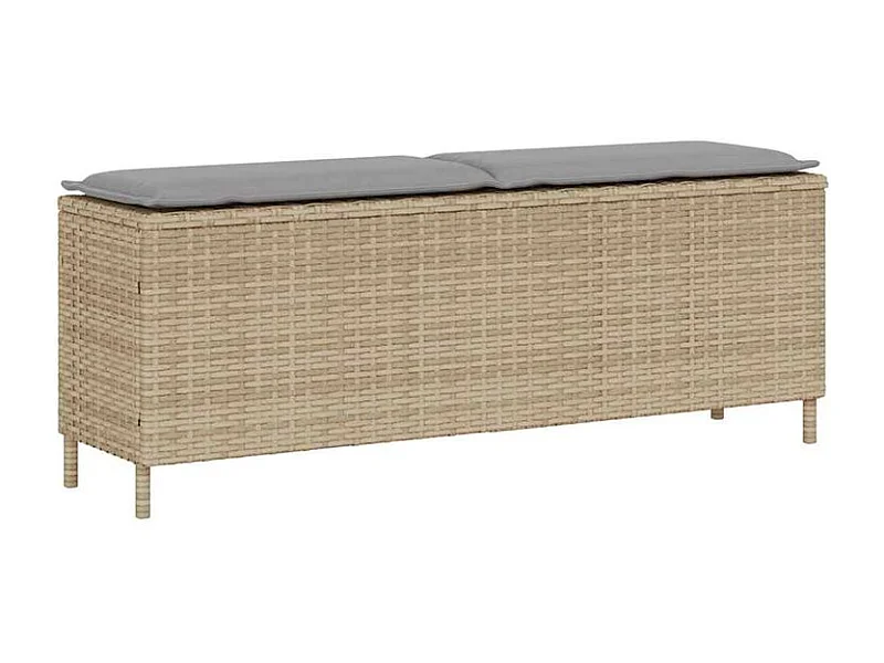 Banc de jardin avec coussin beige 110x30x40,5 résine tressée