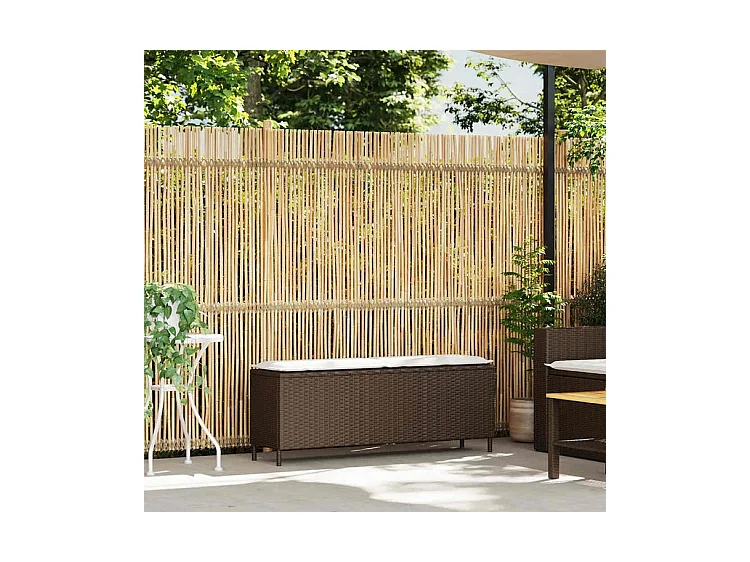 Banc de jardin avec coussin marron 110x30x40,5 résine tressée