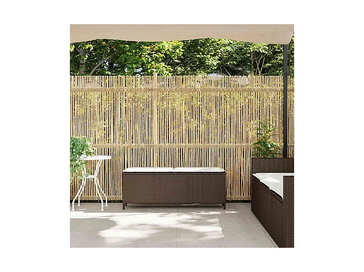 Banc de jardin avec coussin marron 110x30x40,5 résine tressée