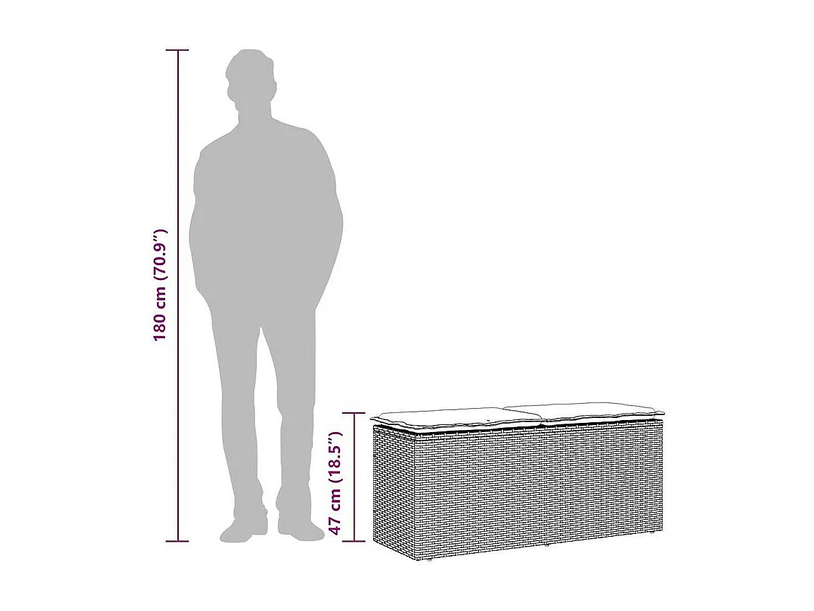 Banc de jardin avec coussin marron 110x40x44 résine tressée