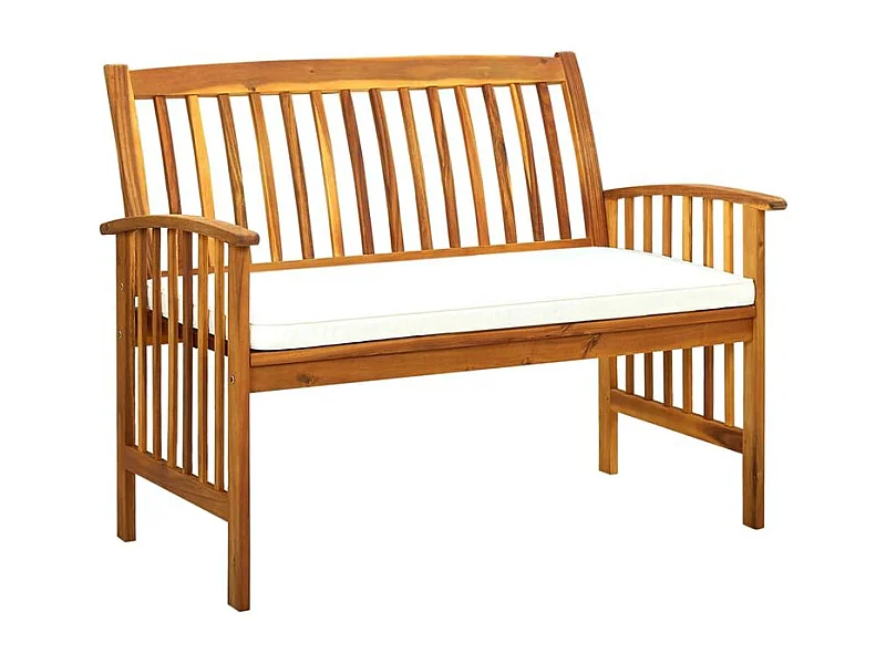 Banc de jardin avec coussins 119cm Bois solide d'acacia