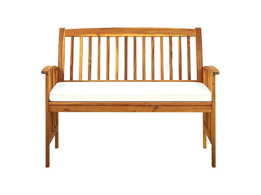 Banc de jardin avec coussins 119cm Bois solide d'acacia
