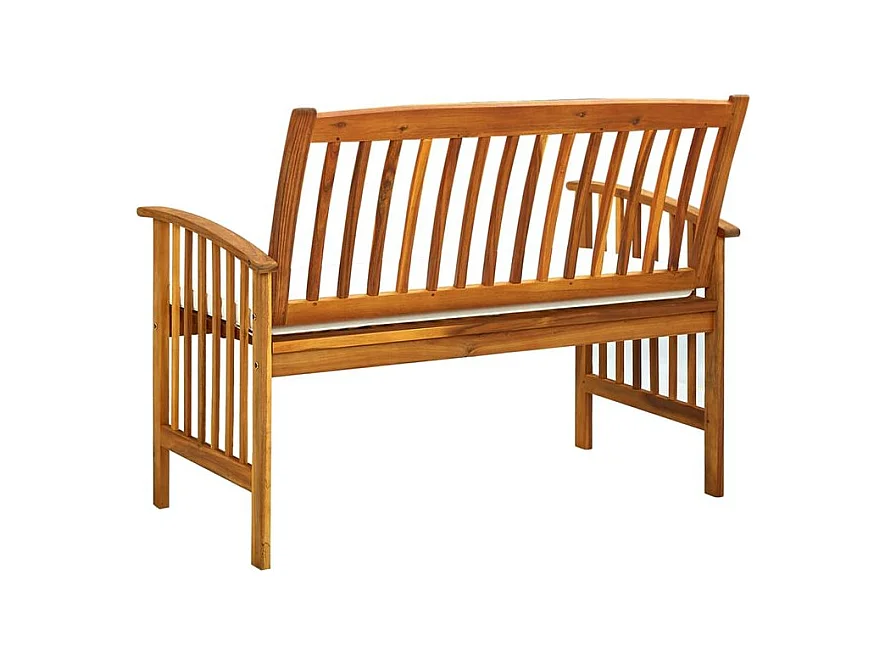 Banc de jardin avec coussins 119cm Bois solide d'acacia