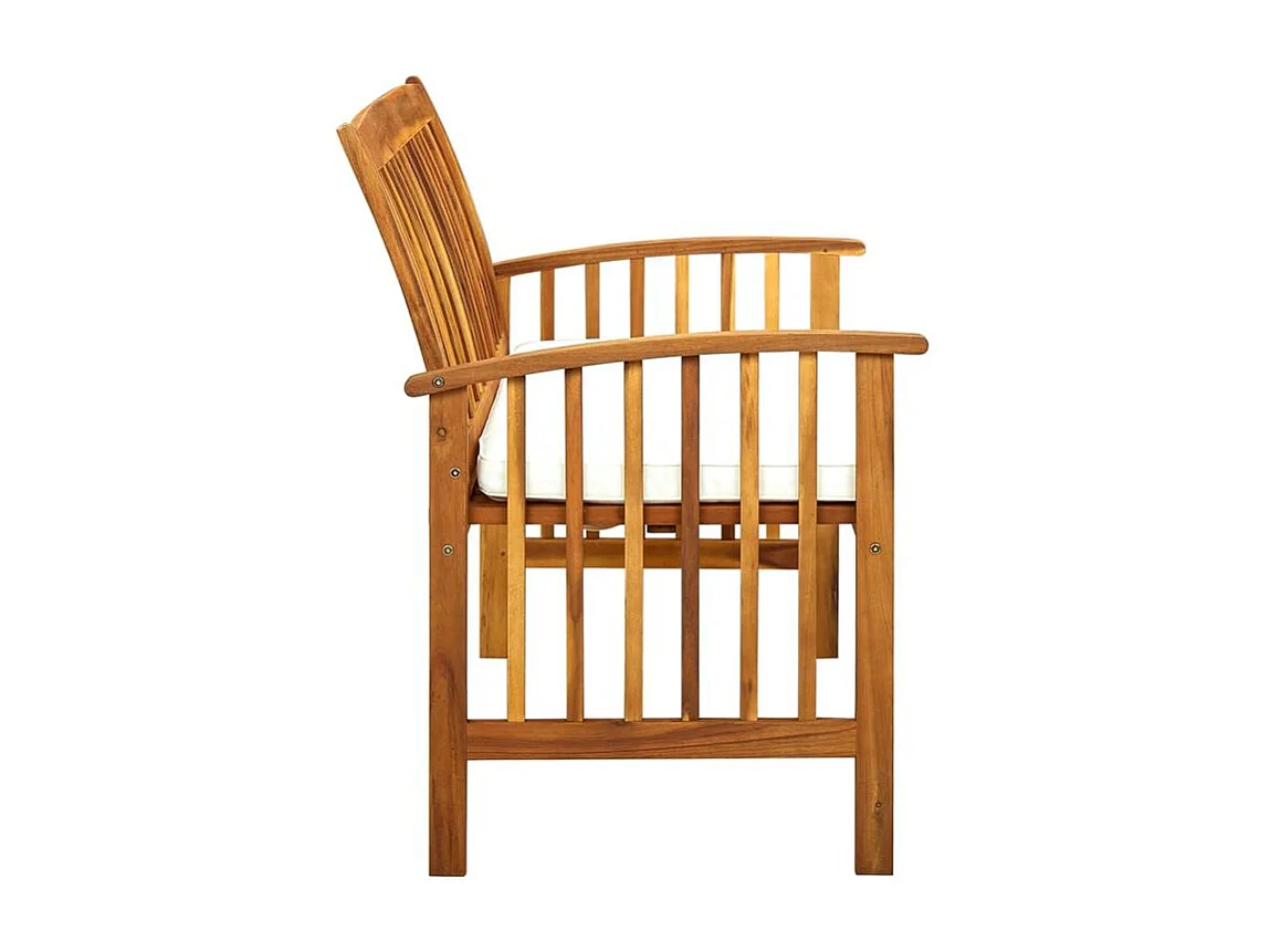 Banc de jardin avec coussins 119cm Bois solide d'acacia