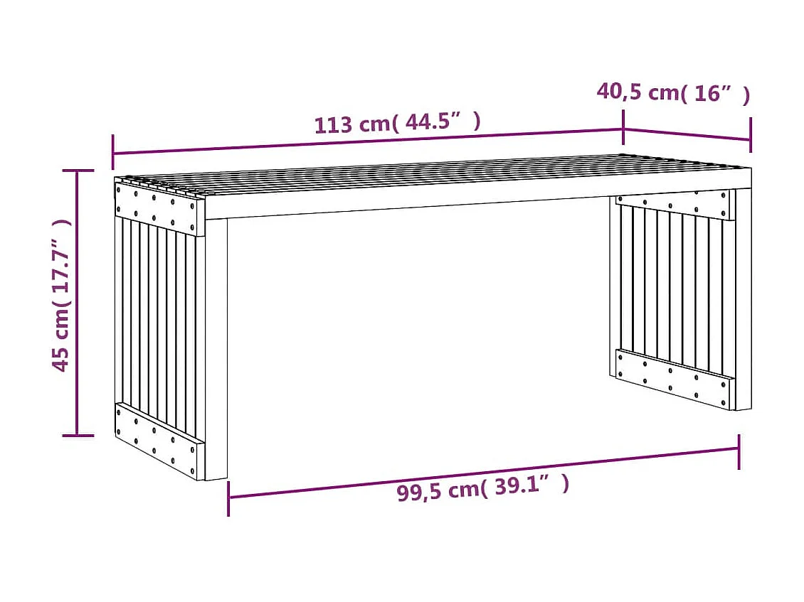 Banc de jardin extensible 212,5x40,5x45 bois massif douglas
