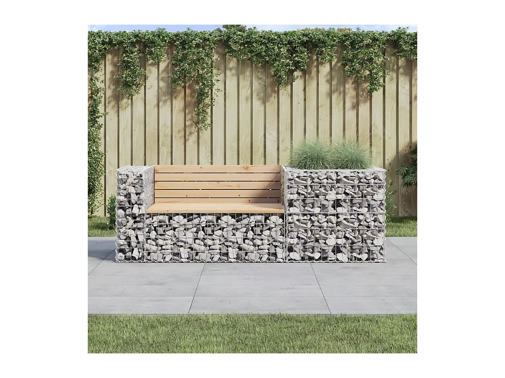 Banc de jardin avec panier en gabion bois massif de pin