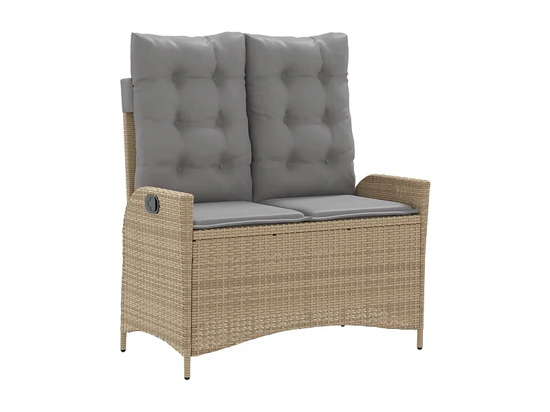 Banc inclinable de jardin avec coussins beige résine tressée