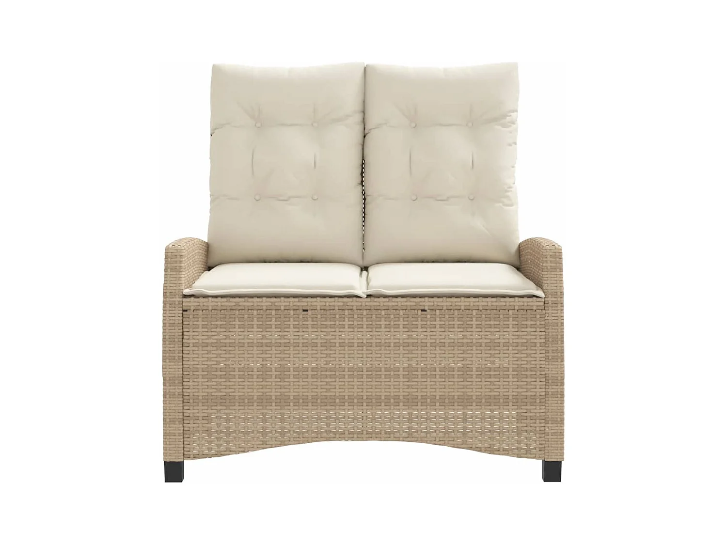 Banc inclinable de jardin avec coussins beige résine tressée