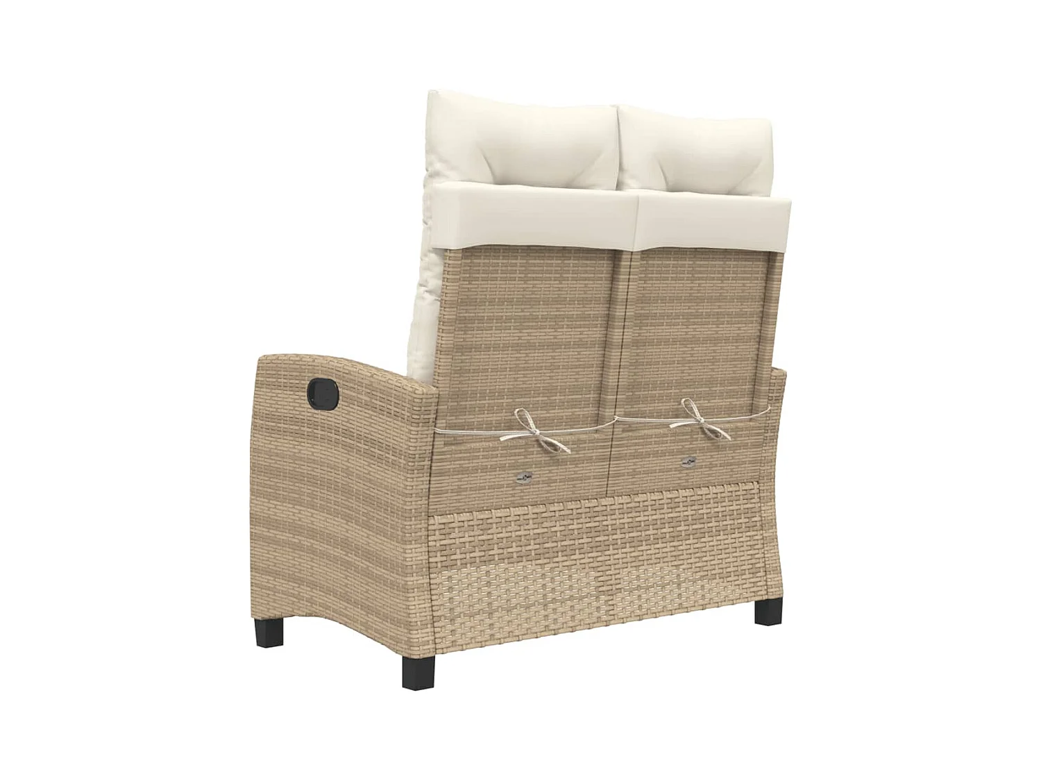 Banc inclinable de jardin avec coussins beige résine tressée