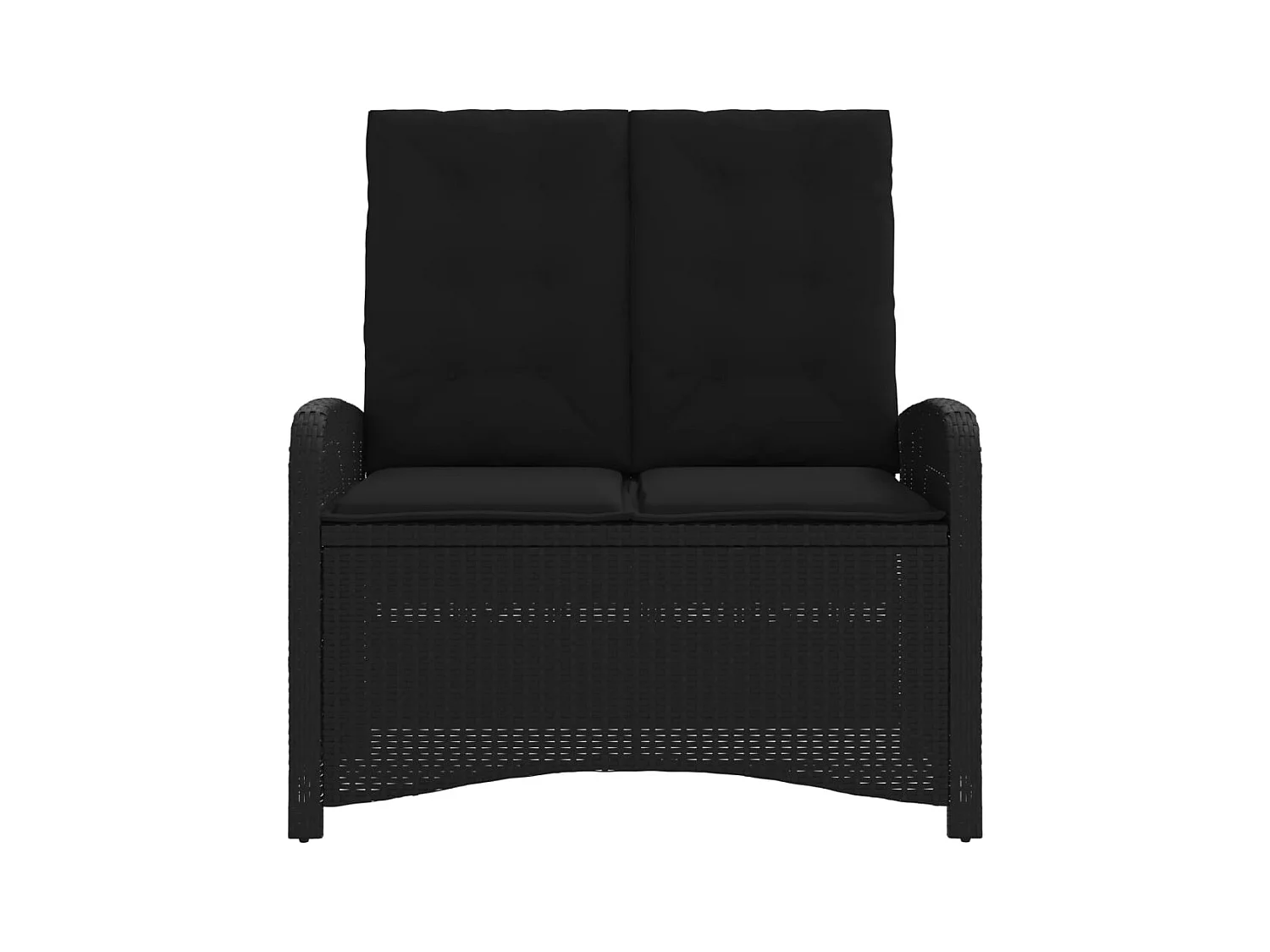 Banc inclinable de jardin avec coussins noir résine tressée