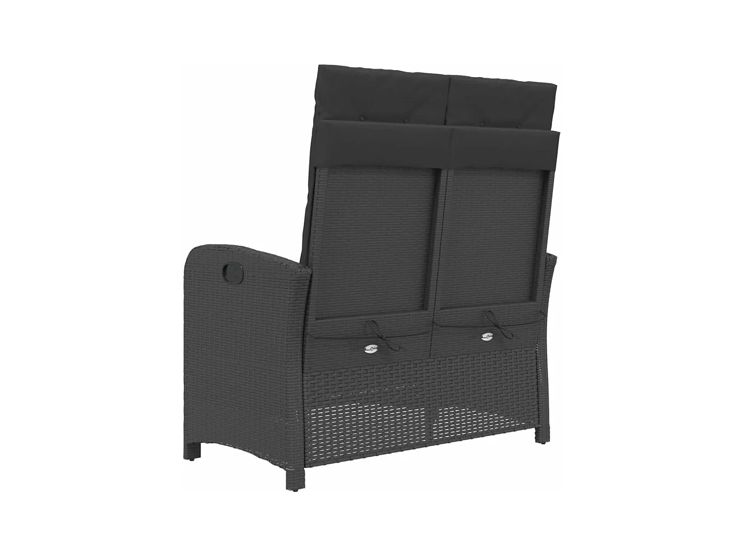 Banc inclinable de jardin avec coussins noir résine tressée