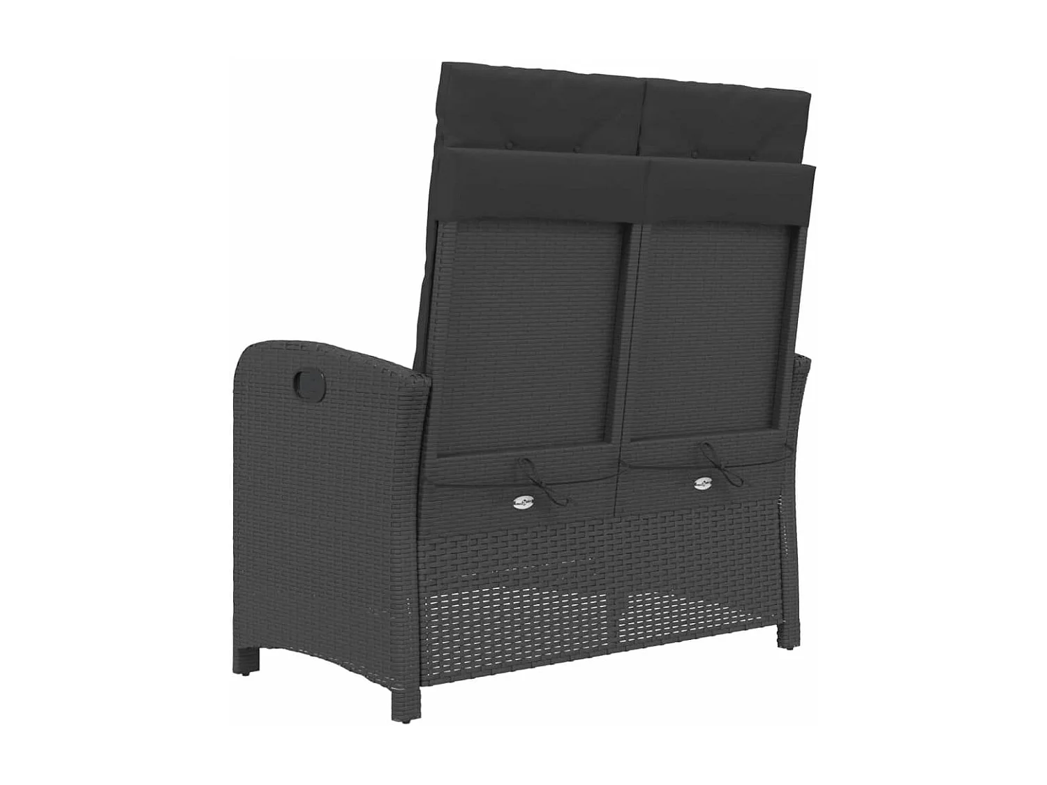Banc inclinable de jardin avec coussins noir résine tressée