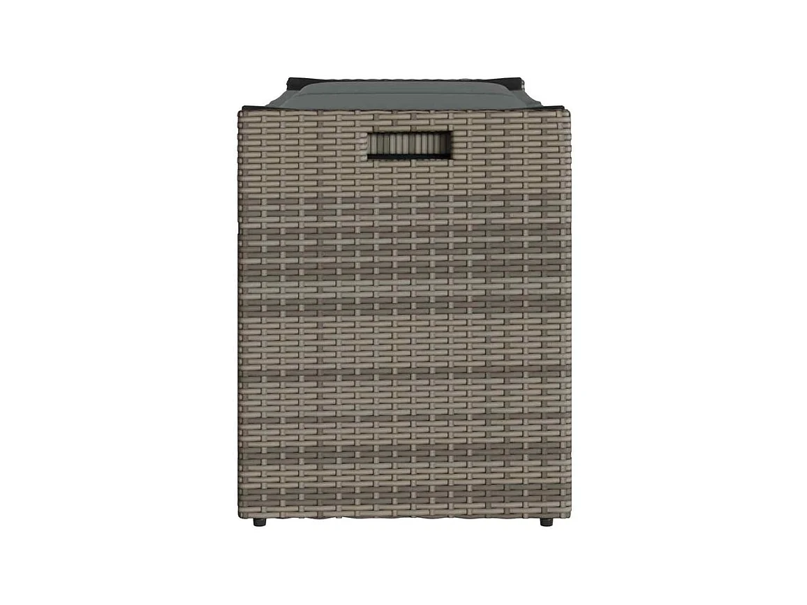 Banc de rangement extérieur coussin gris 100cm résine tressée