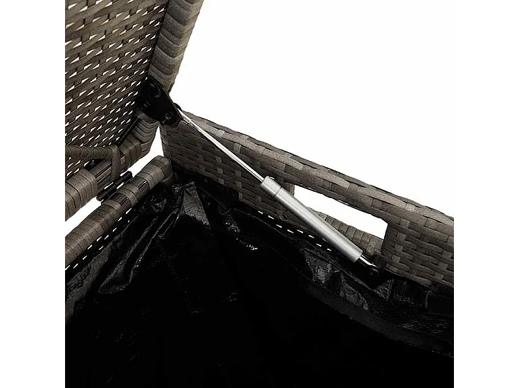 Banc de rangement extérieur coussin gris 100cm résine tressée