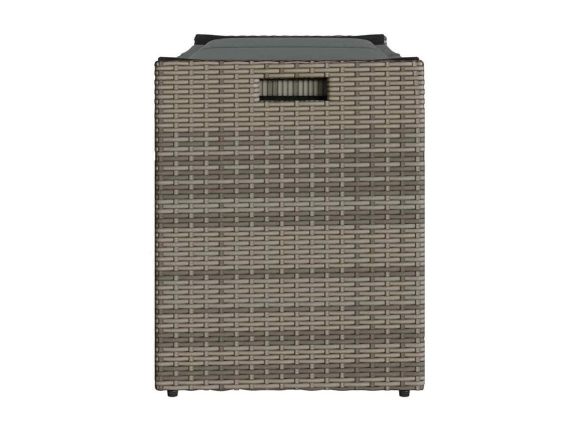 Banc de rangement extérieur coussin gris 100cm résine tressée