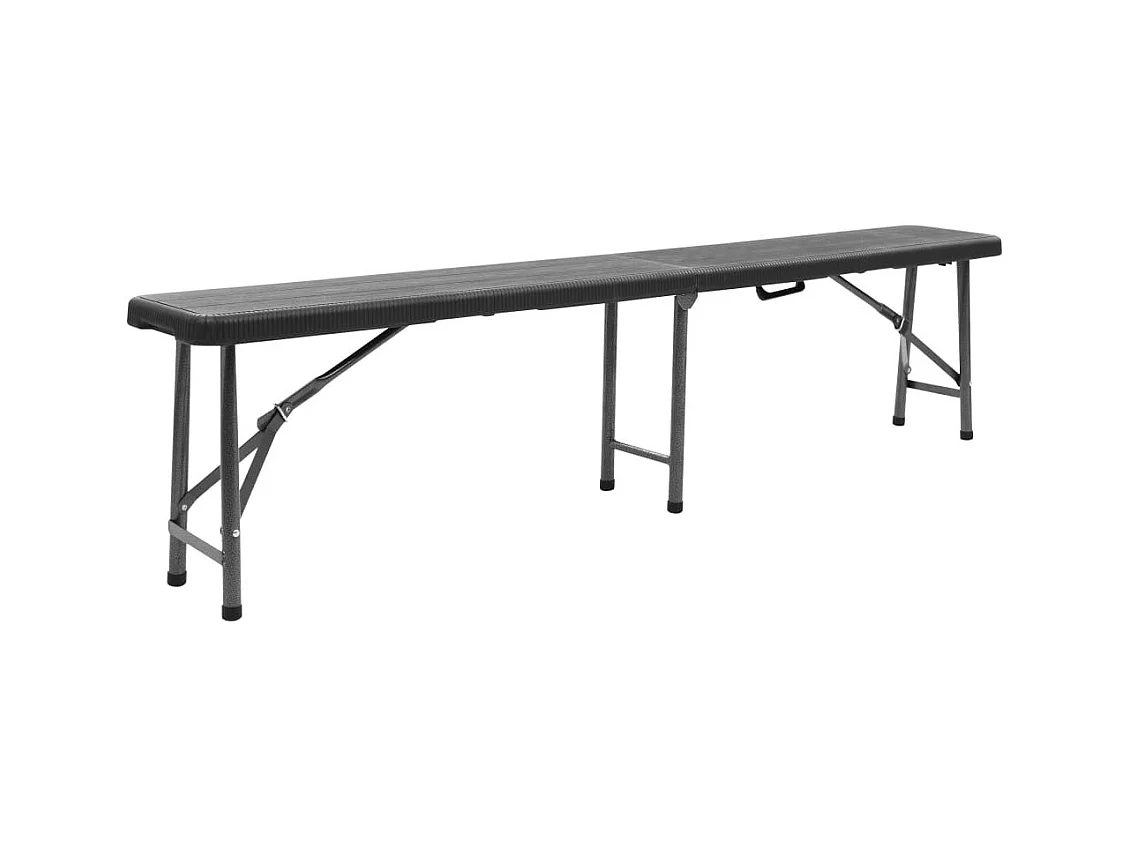 Bancs de jardin pliables 2 pcs 180cm PEHD Noir 2