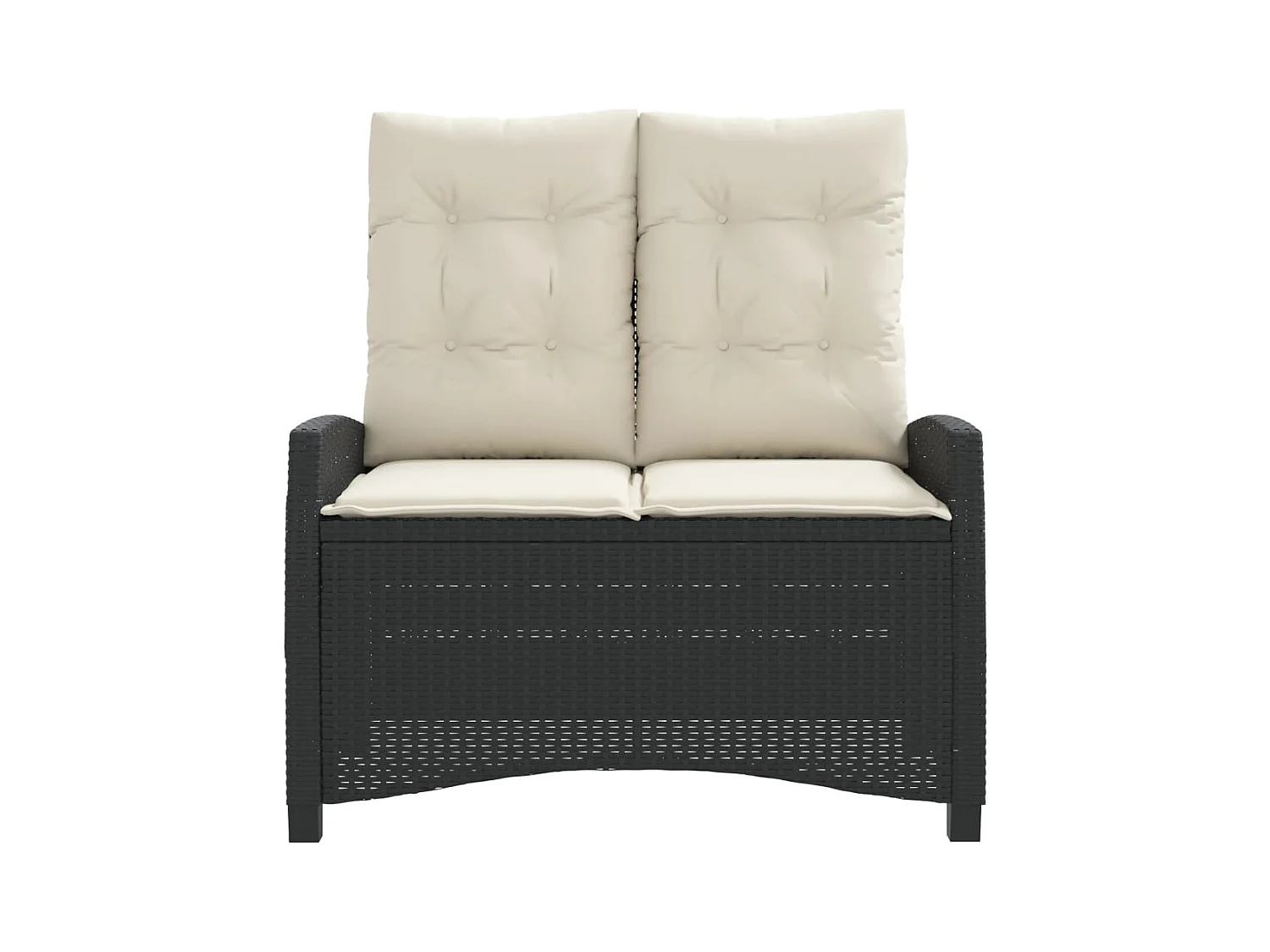 Banc inclinable de jardin avec coussins noir résine tressée