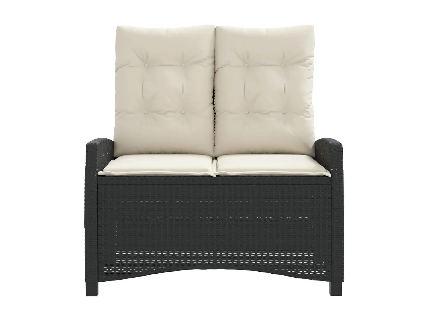 Banc inclinable de jardin avec coussins noir résine tressée