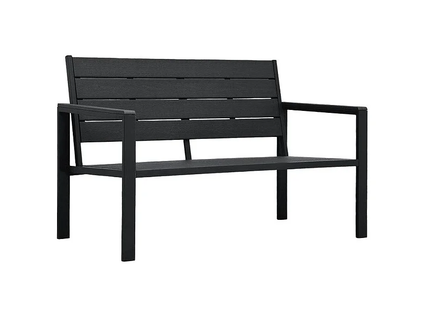 Banc de jardin polyéthylène et métal noir Nesly