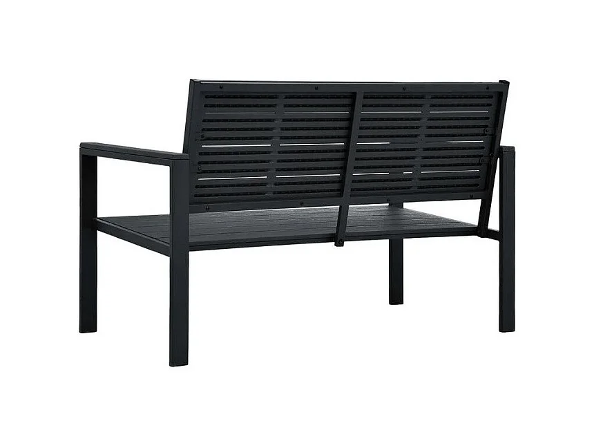 Banc de jardin polyéthylène et métal noir Nesly