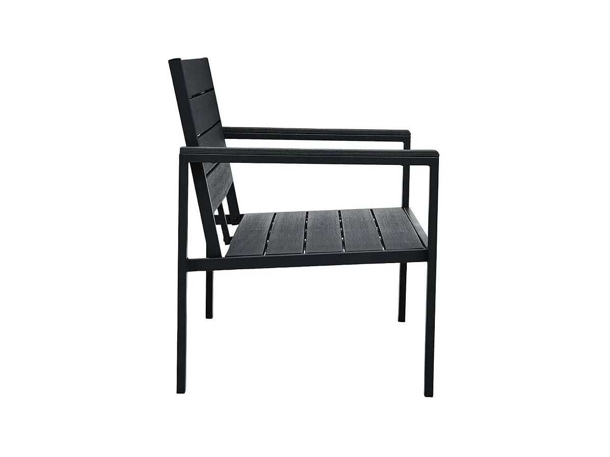 Banc de jardin polyéthylène et métal noir Nesly