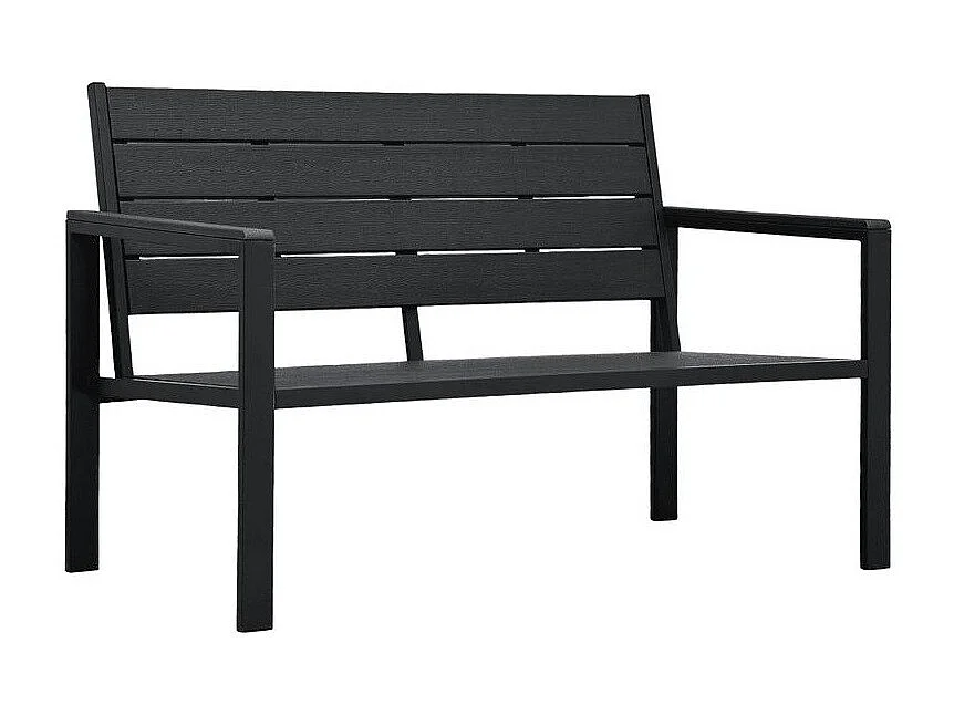 Banc de jardin polyéthylène et métal noir Nesly