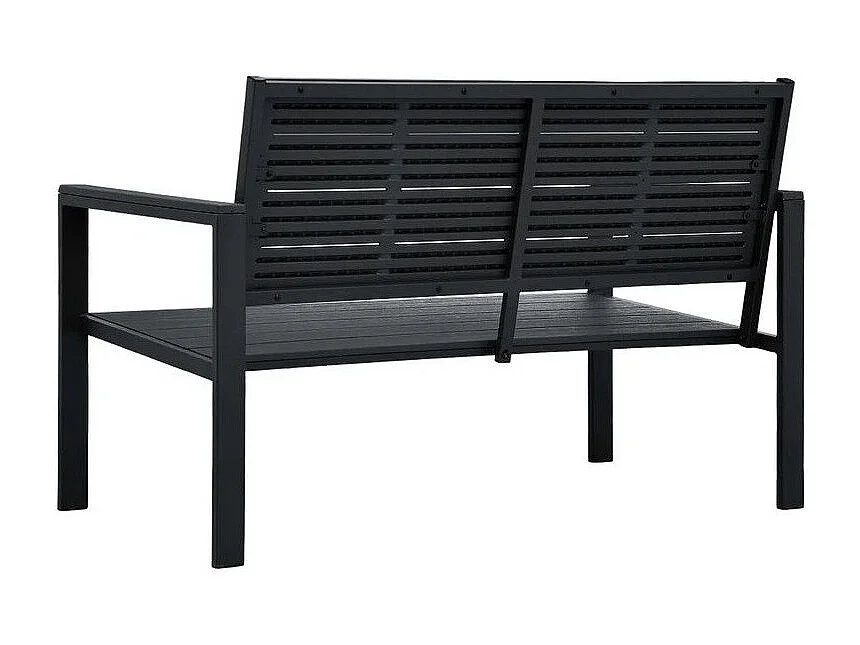 Banc de jardin polyéthylène et métal noir Nesly