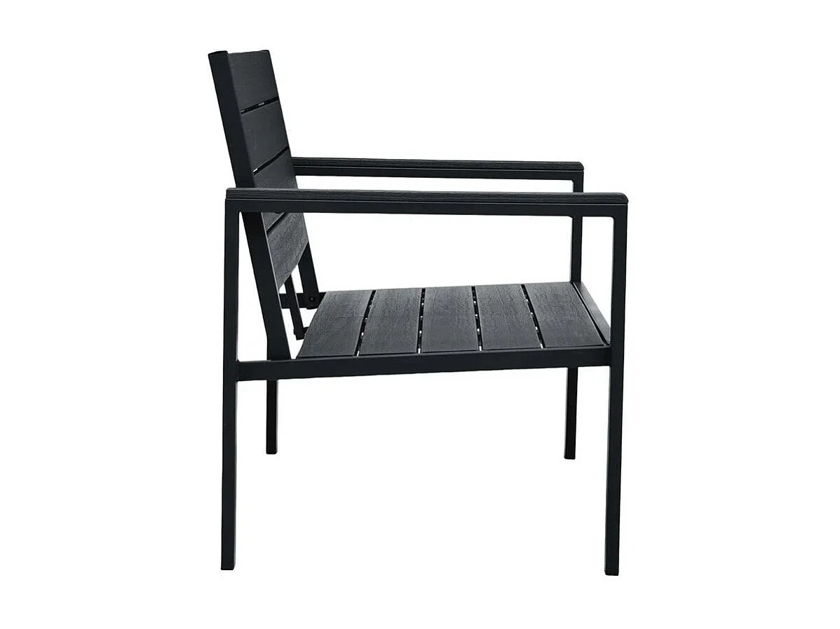 Banc de jardin polyéthylène et métal noir Nesly