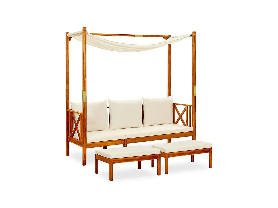 Banc de jardin avec auvent et repose-pieds Bois d'acacia solide