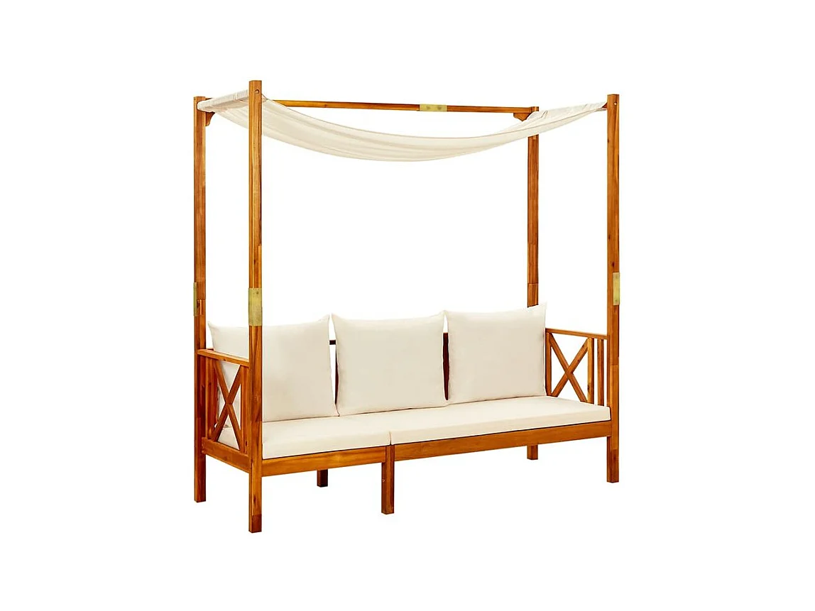 Banc de jardin avec auvent et repose-pieds Bois d'acacia solide