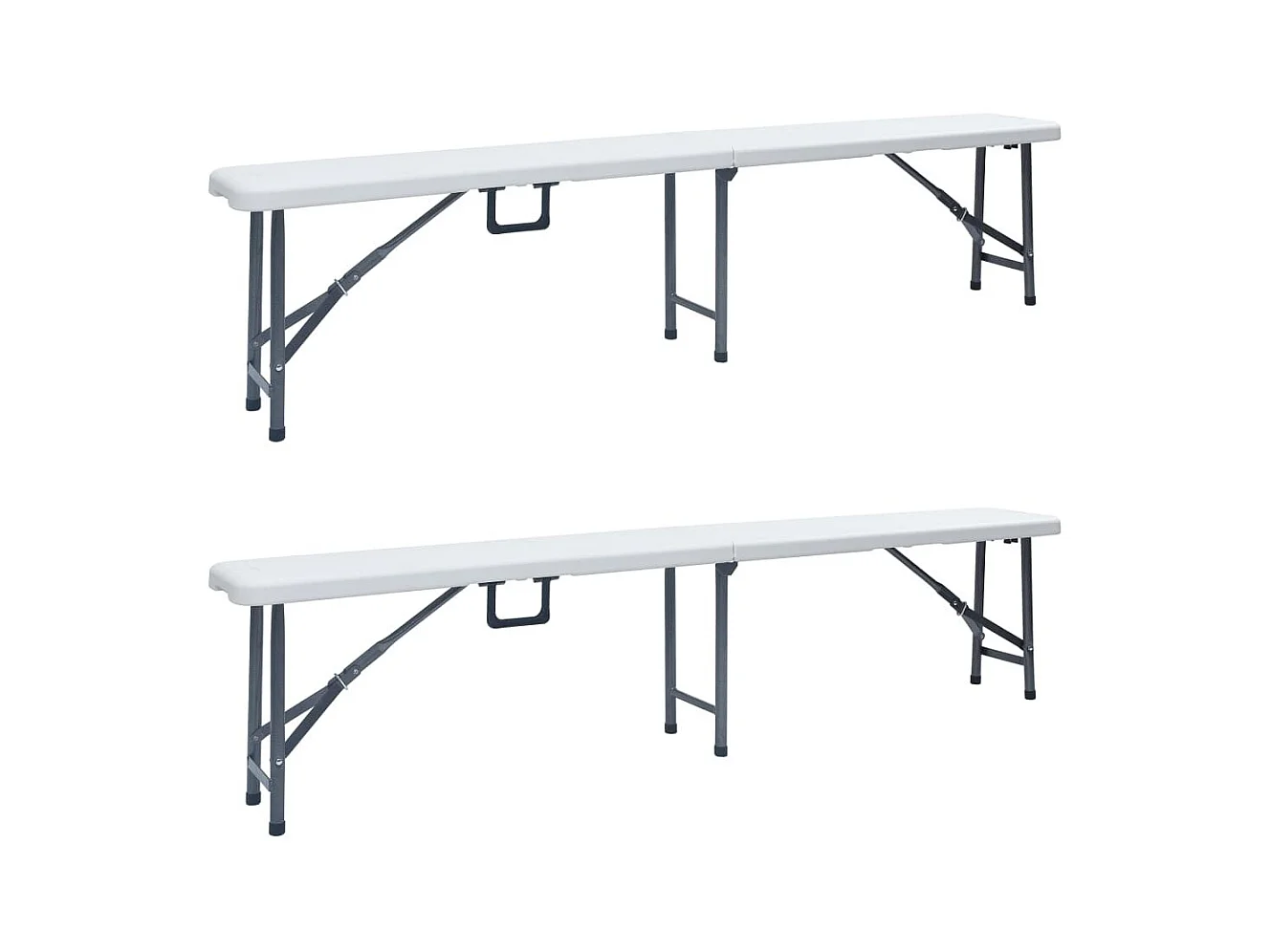 Bancs de jardin pliables 2 pcs 180cm PEHD Blanc