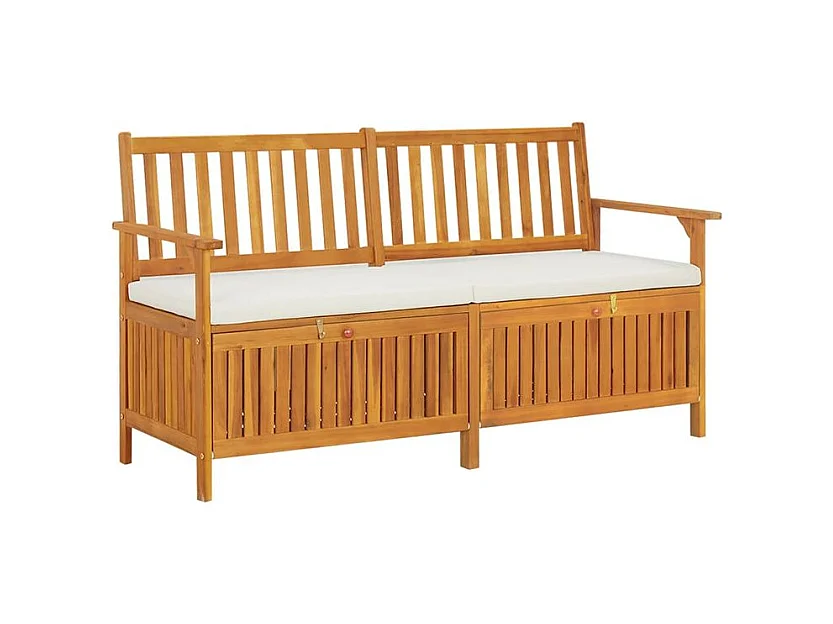 Banc de rangement avec coussin 148cm Bois d'acacia solide
