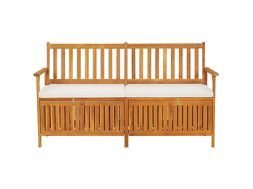 Banc de rangement avec coussin 148cm Bois d'acacia solide