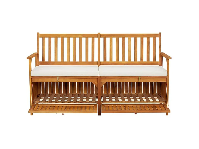 Banc de rangement avec coussin 148cm Bois d'acacia solide