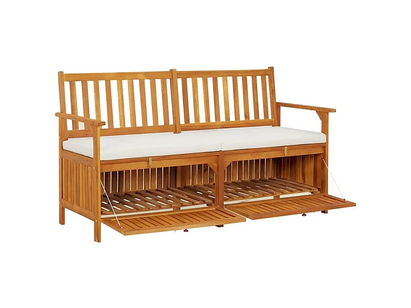 Banc de rangement avec coussin 148cm Bois d'acacia solide