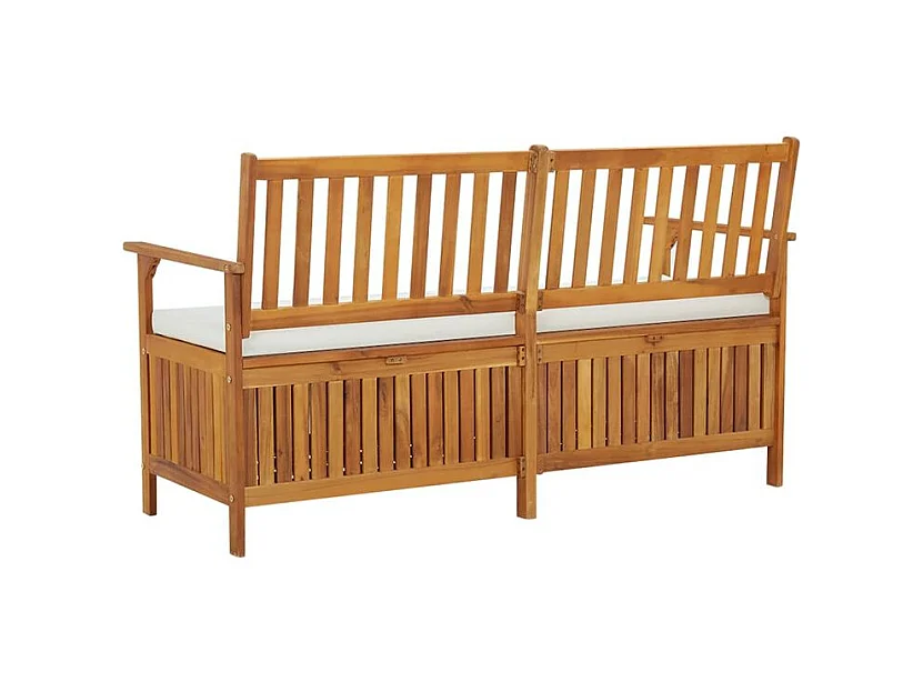 Banc de rangement avec coussin 148cm Bois d'acacia solide