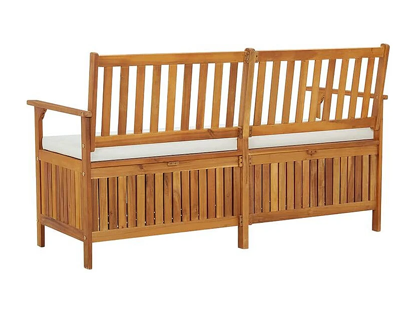 Banc de rangement avec coussin 148cm Bois d'acacia solide