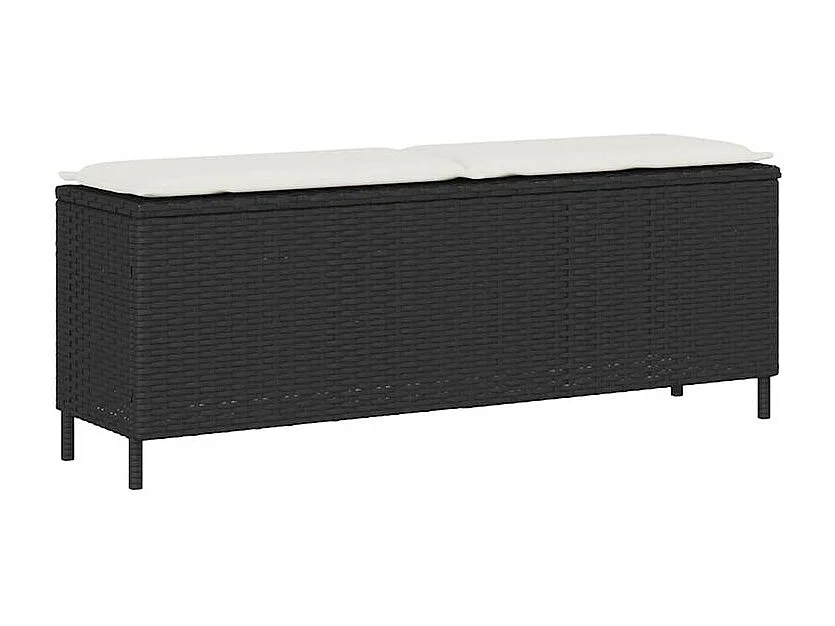 Banc de jardin avec coussin noir 110x30x40,5 résine tressée